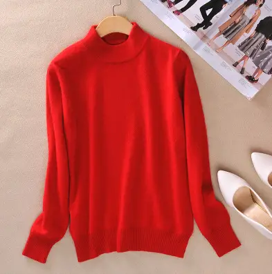 Women's Lavender Knit Half Turtleneck Sweater