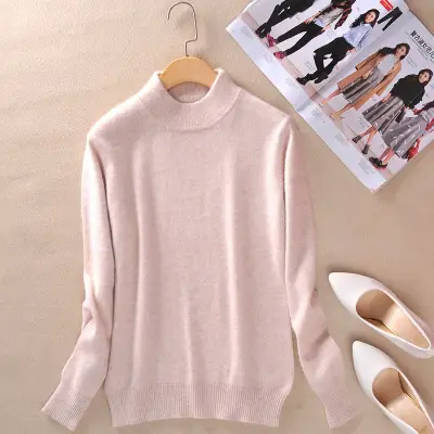 Women's Lavender Knit Half Turtleneck Sweater