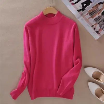Women's Lavender Knit Half Turtleneck Sweater