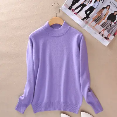 Women's Lavender Knit Half Turtleneck Sweater