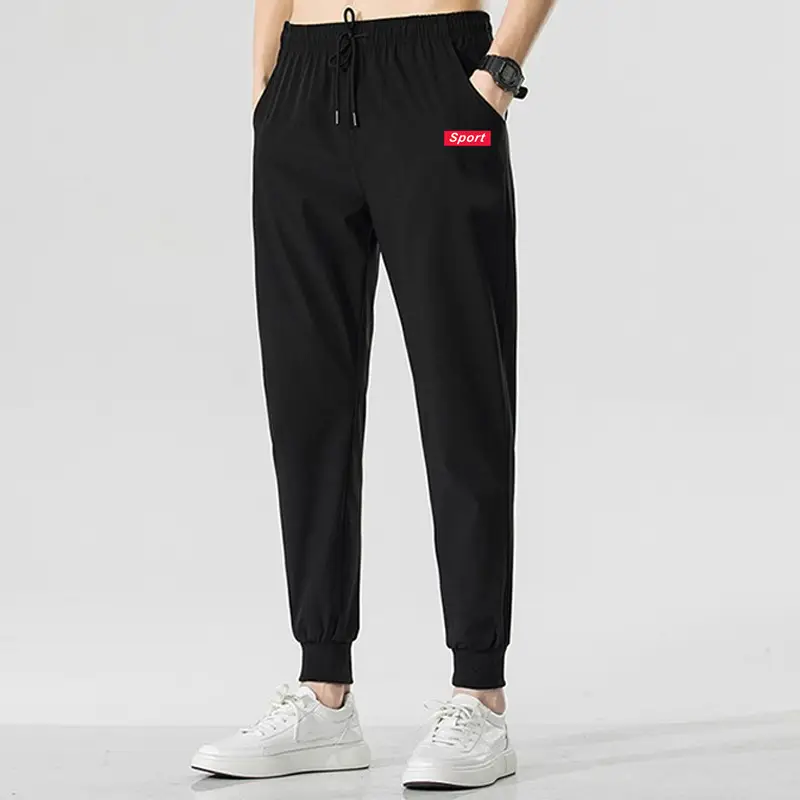 Men Black Korean Fashion Sports Pants Large