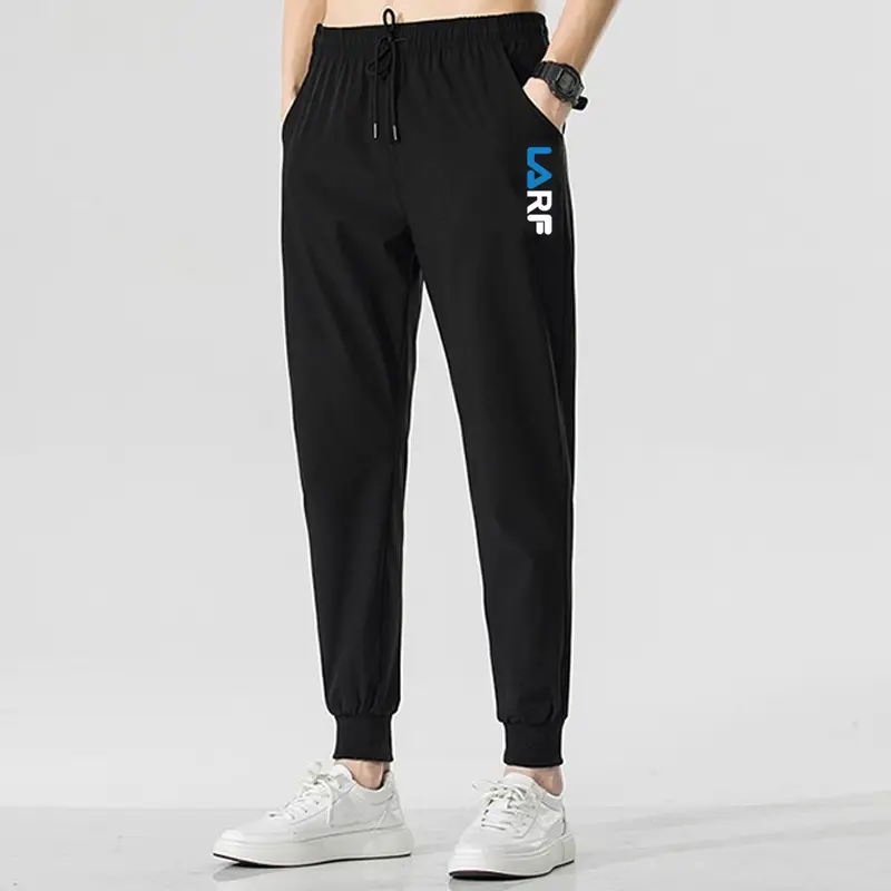 Men Black Korean Fashion Sports Pants Large