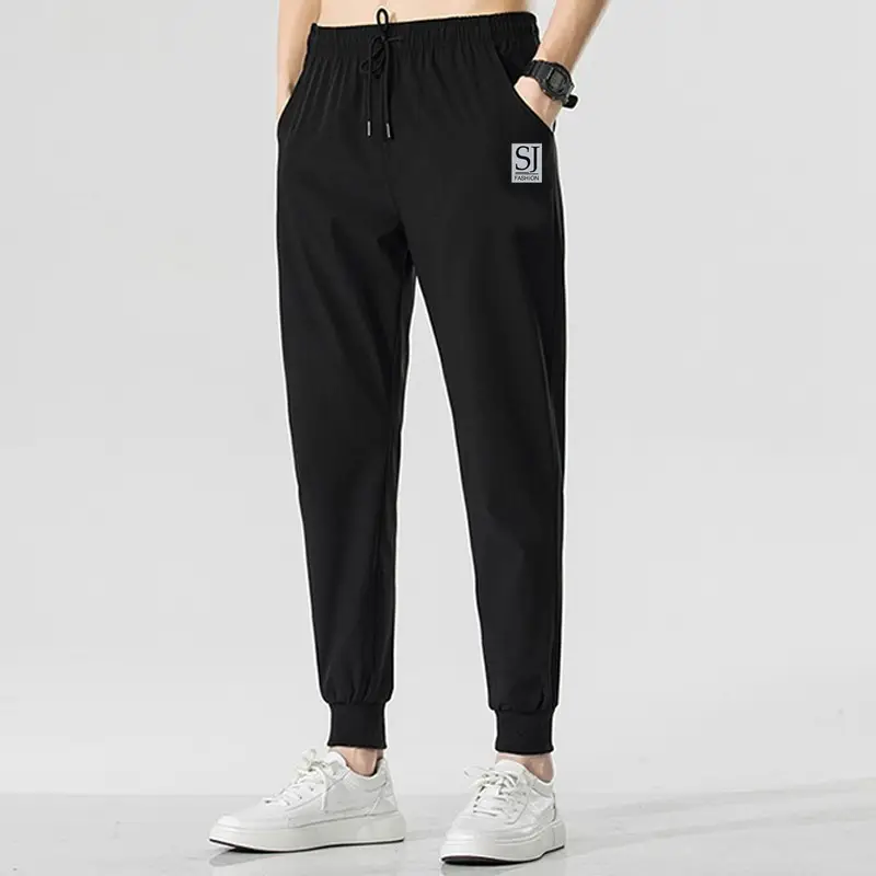Men Black Korean Fashion Sports Pants Large