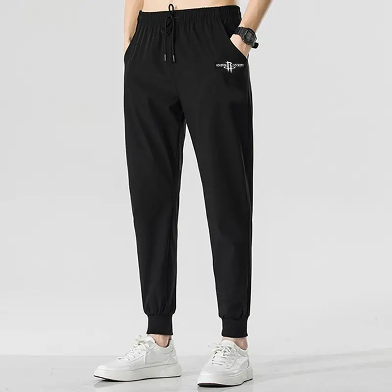 Men Black Korean Fashion Sports Pants Large