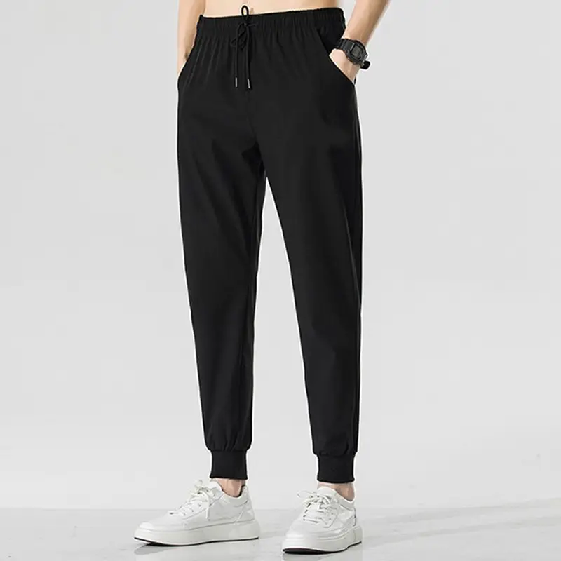 Men Black Korean Fashion Sports Pants Large