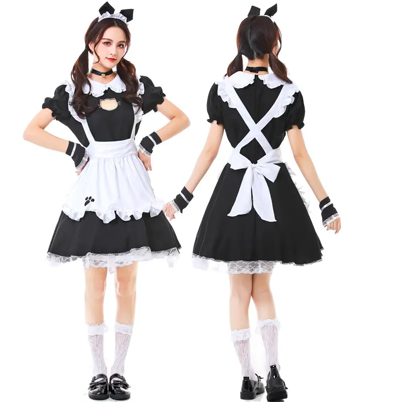 Black & White Maid Cosplay Dress Large Size Anime Style