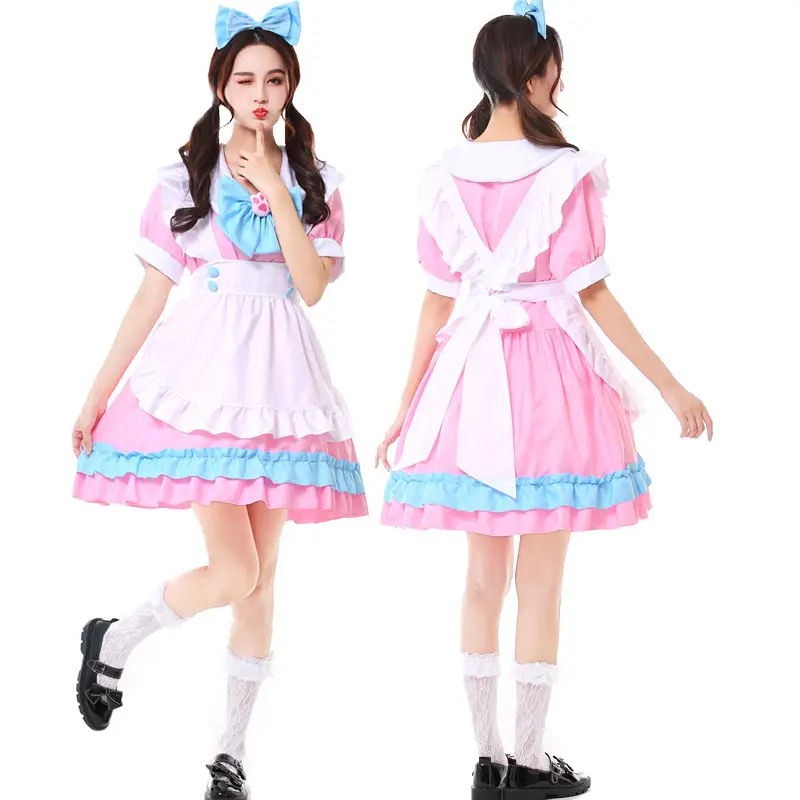 Black & White Maid Cosplay Dress Large Size Anime Style