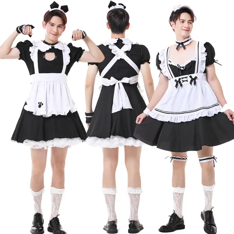 Black & White Maid Cosplay Dress Large Size Anime Style
