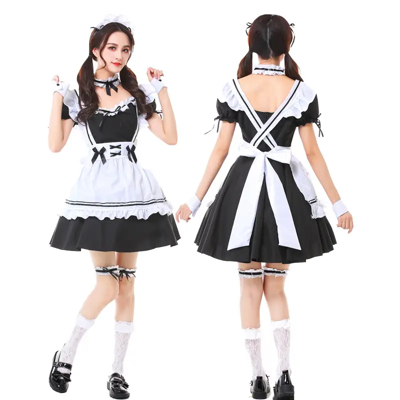Black & White Maid Cosplay Dress Large Size Anime Style