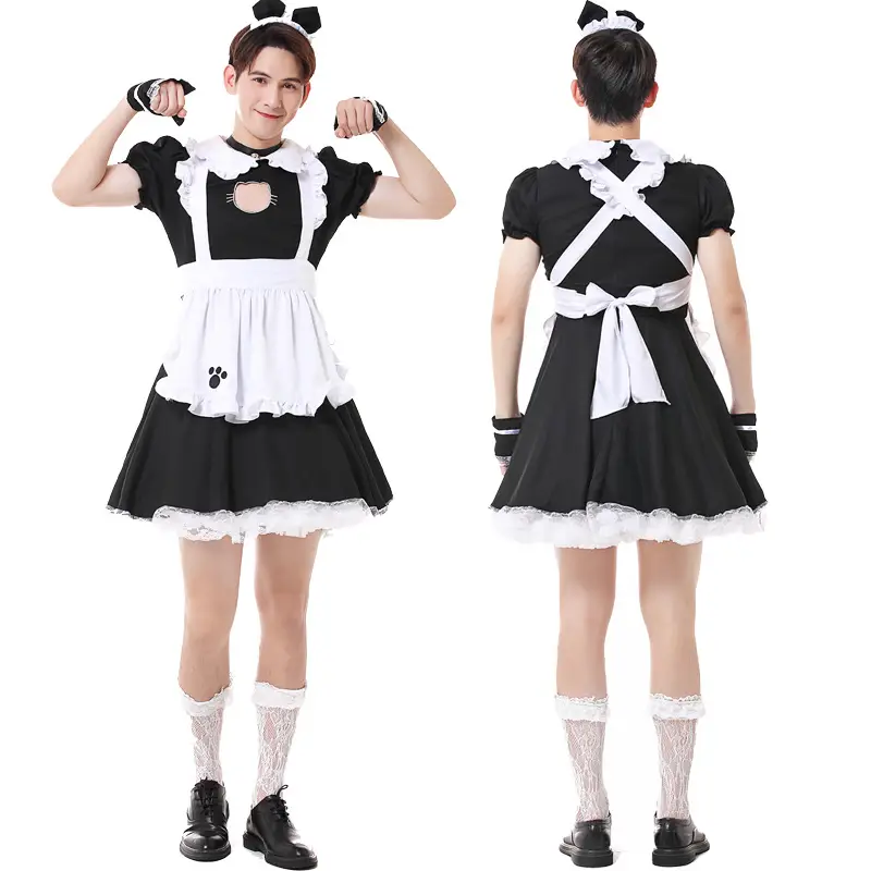 Black & White Maid Cosplay Dress Large Size Anime Style