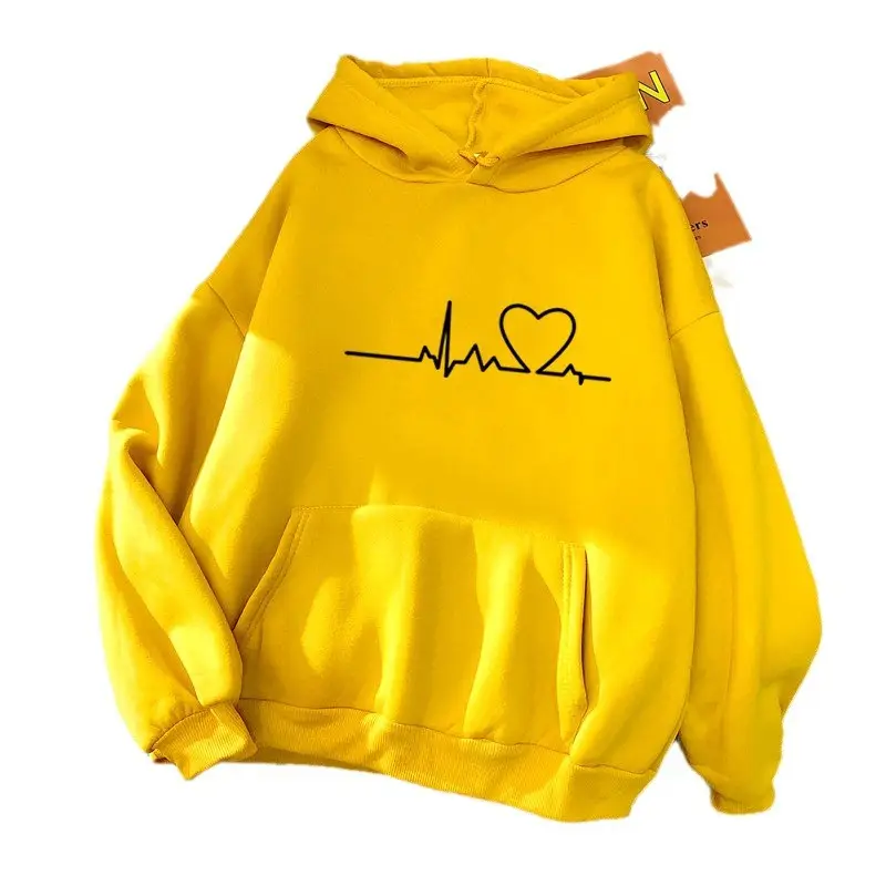 Women's Blue Velvet Hooded Sweatshirt with Heart Print - Image 19