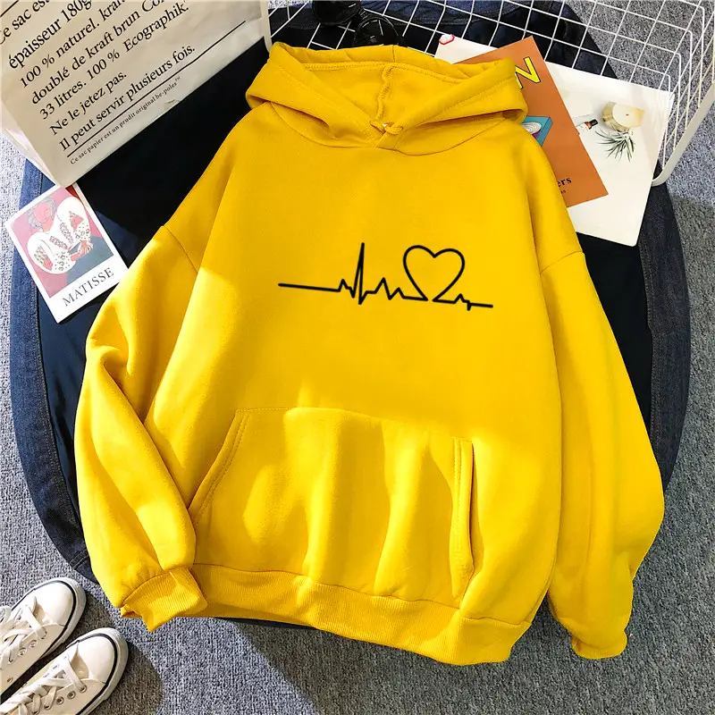 Women's Blue Velvet Hooded Sweatshirt with Heart Print - Image 3