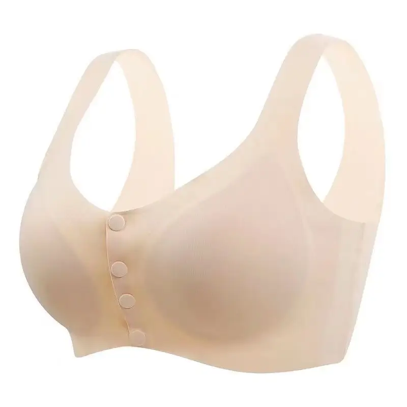 Seamless Breastfeeding Bra Push-up Anti-sagging Pregnant Women's Underwear for Fat Girls Large Size Breastfeeding Front Button Ice Silk Bra for Women - Image 3