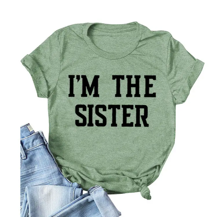 I'm the Sister Printed T-Shirt Women Pink Short Sleeve