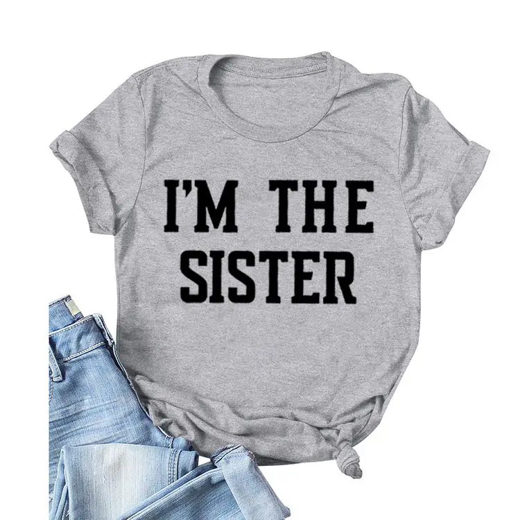 I'm the Sister Printed T-Shirt Women Pink Short Sleeve