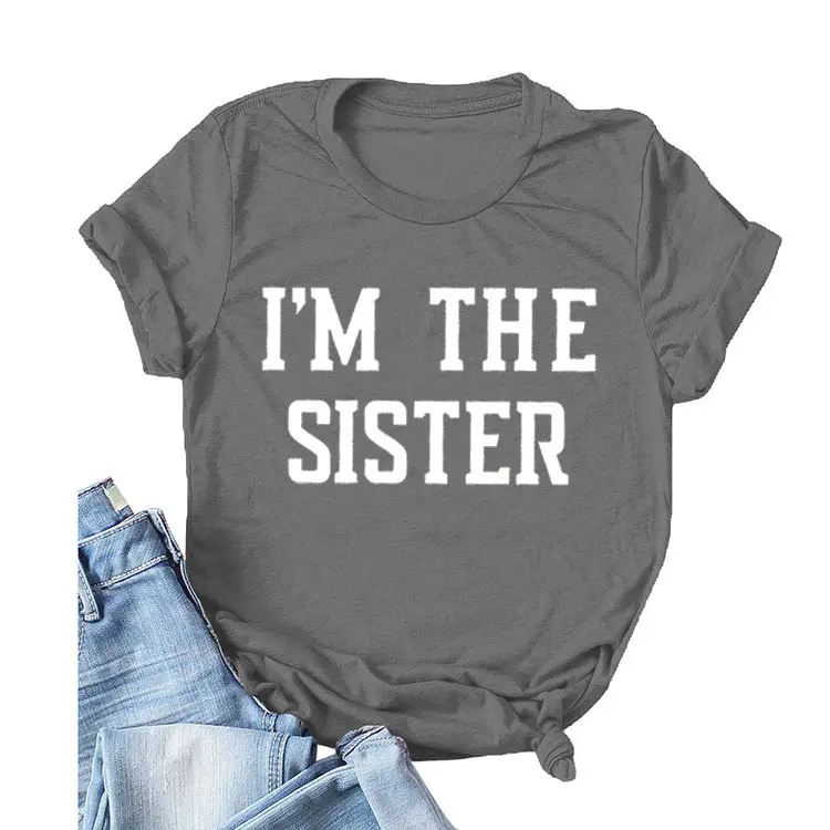 I'm the Sister Printed T-Shirt Women Pink Short Sleeve
