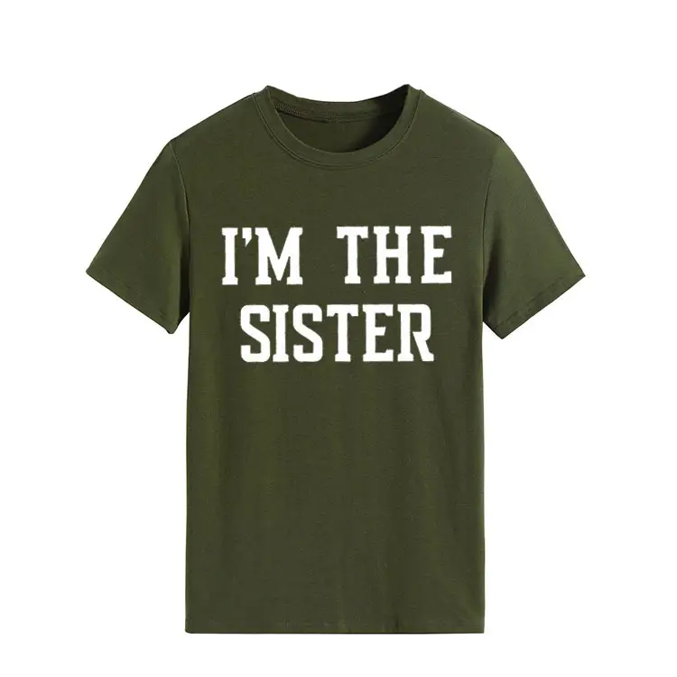 I'm the Sister Printed T-Shirt Women Pink Short Sleeve