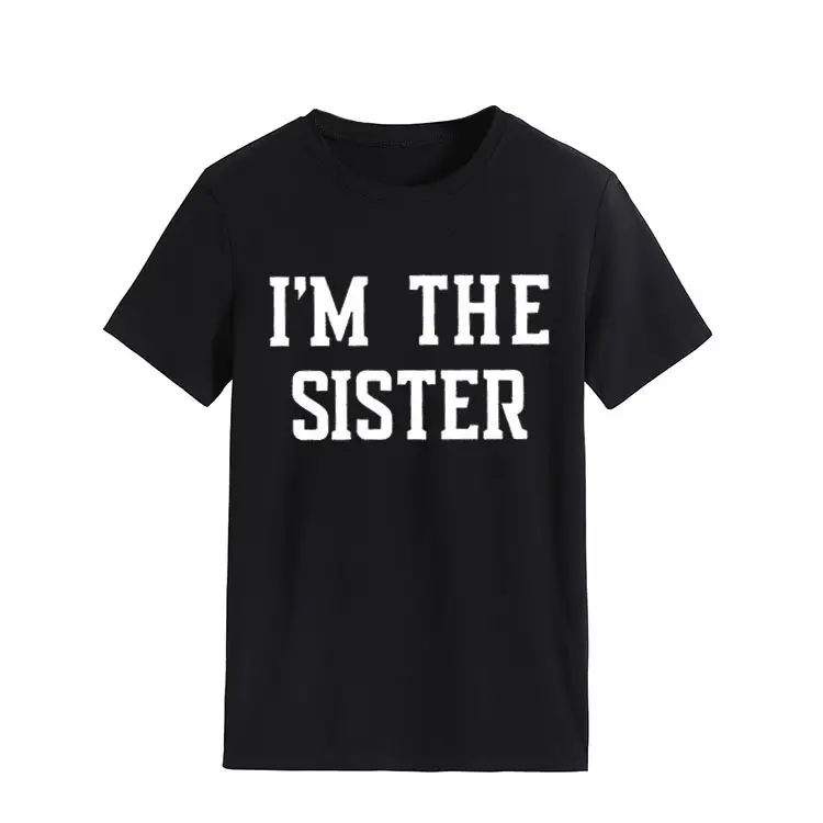 I'm the Sister Printed T-Shirt Women Pink Short Sleeve