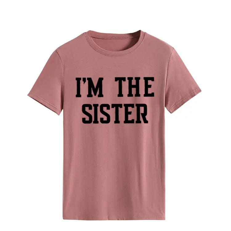 I'm the Sister Printed T-Shirt Women Pink Short Sleeve