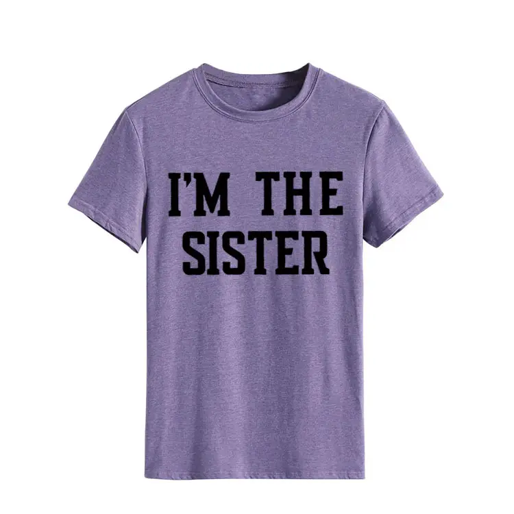 I'm the Sister Printed T-Shirt Women Pink Short Sleeve