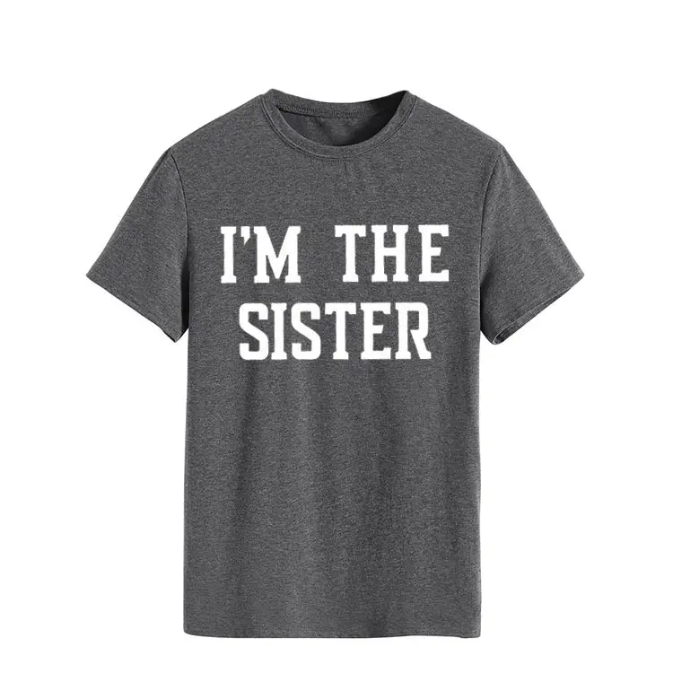I'm the Sister Printed T-Shirt Women Pink Short Sleeve