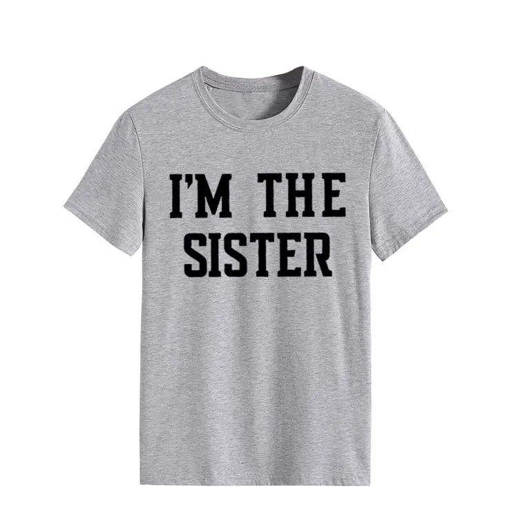 I'm the Sister Printed T-Shirt Women Pink Short Sleeve