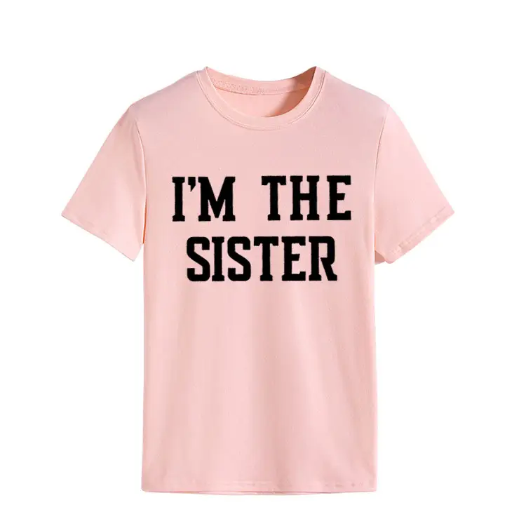 I'm the Sister Printed T-Shirt Women Pink Short Sleeve