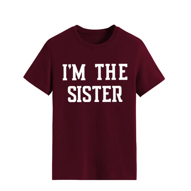 I'm the Sister Printed T-Shirt Women Pink Short Sleeve
