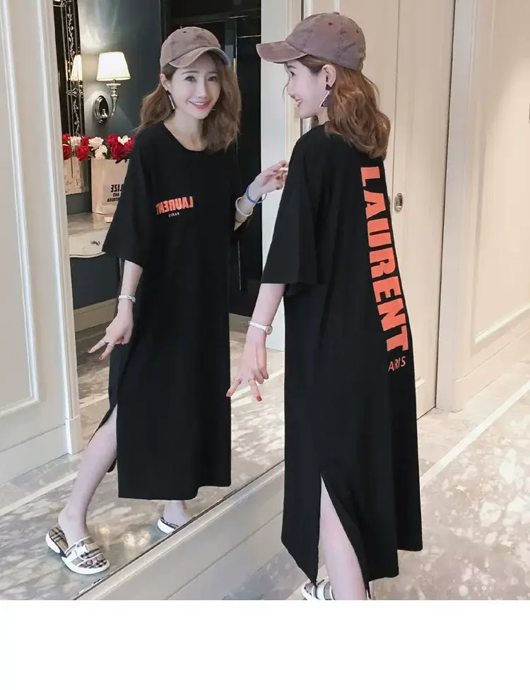 Black Long Sleeve Fat Plus Size Summer Dress — feature 26