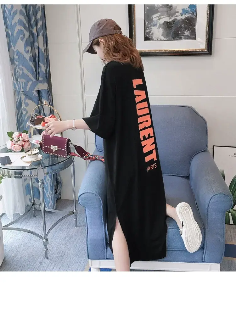Black Long Sleeve Fat Plus Size Summer Dress — feature 28