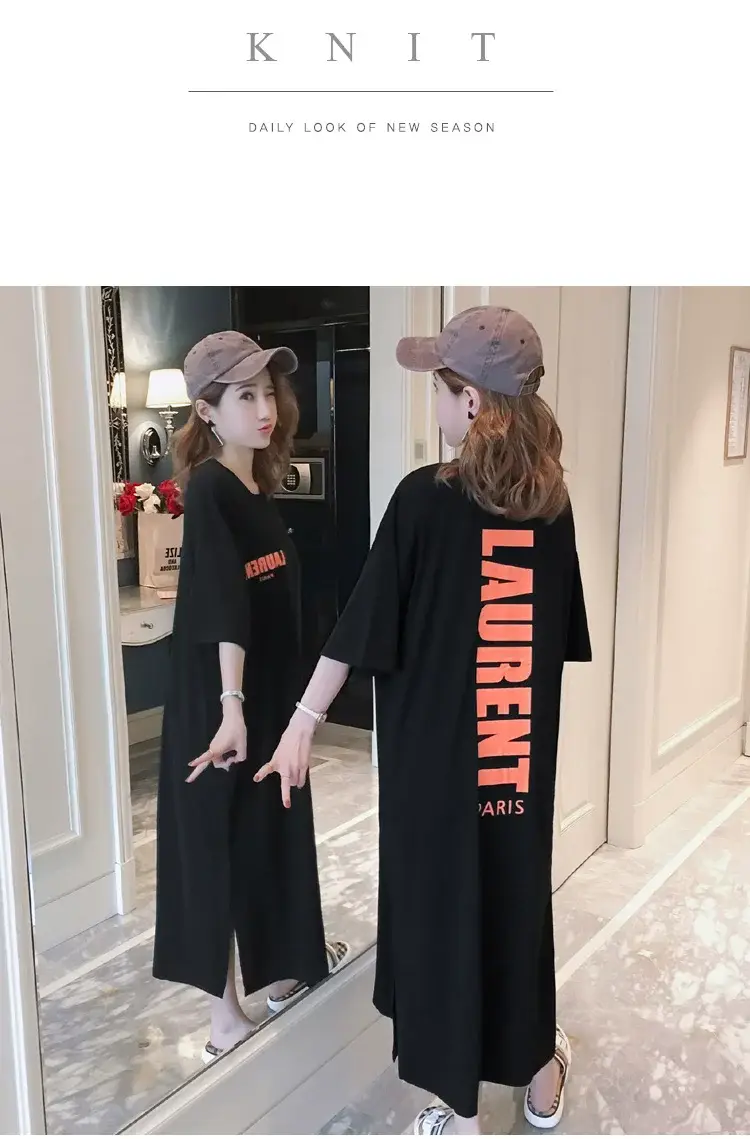 Black Long Sleeve Fat Plus Size Summer Dress — feature 29