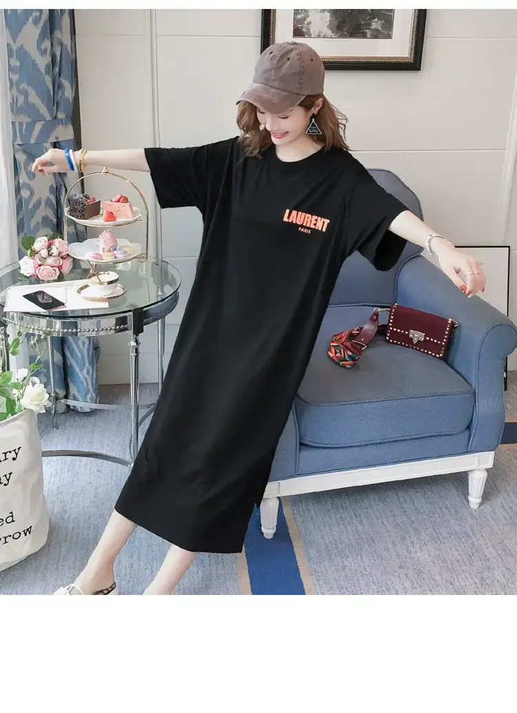 Black Long Sleeve Fat Plus Size Summer Dress — feature 30