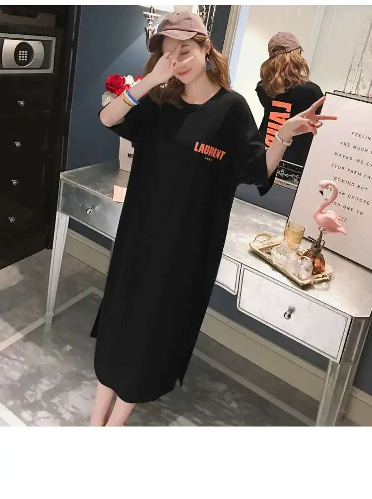 Black Long Sleeve Fat Plus Size Summer Dress — feature 32