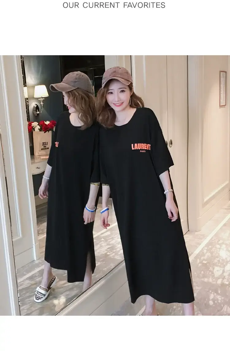 Black Long Sleeve Fat Plus Size Summer Dress — feature 35
