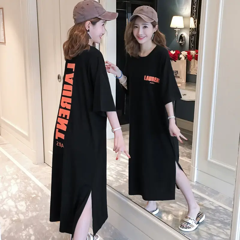 Black Long Sleeve Fat Plus Size Summer Dress - Image 2