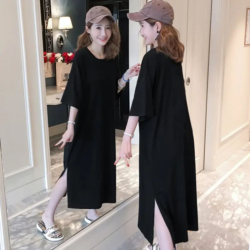 Black Long Sleeve Fat Plus Size Summer Dress - Image 4