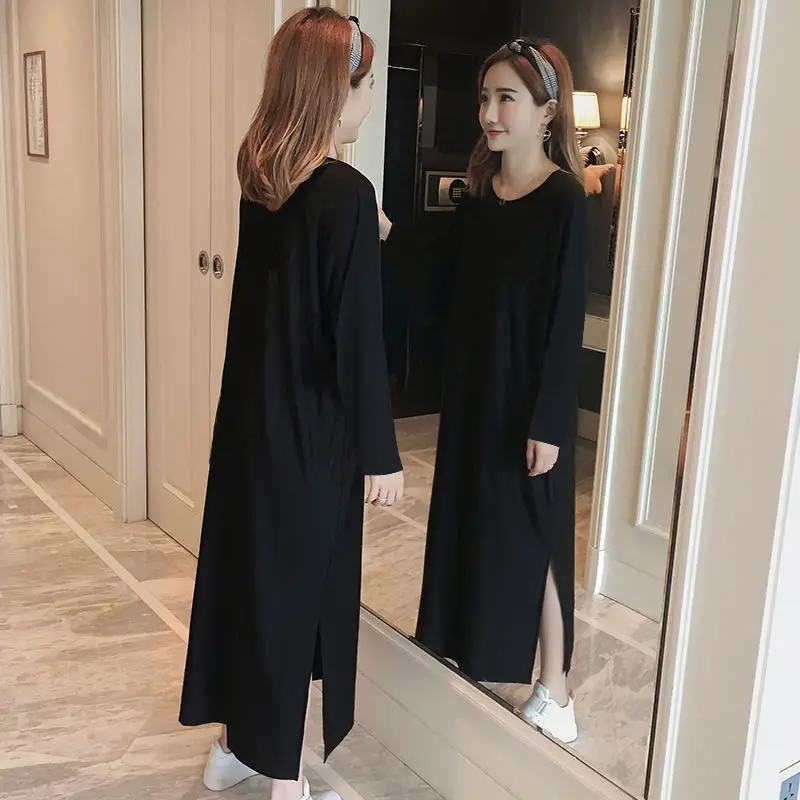 Black Long Sleeve Fat Plus Size Summer Dress - Image 8