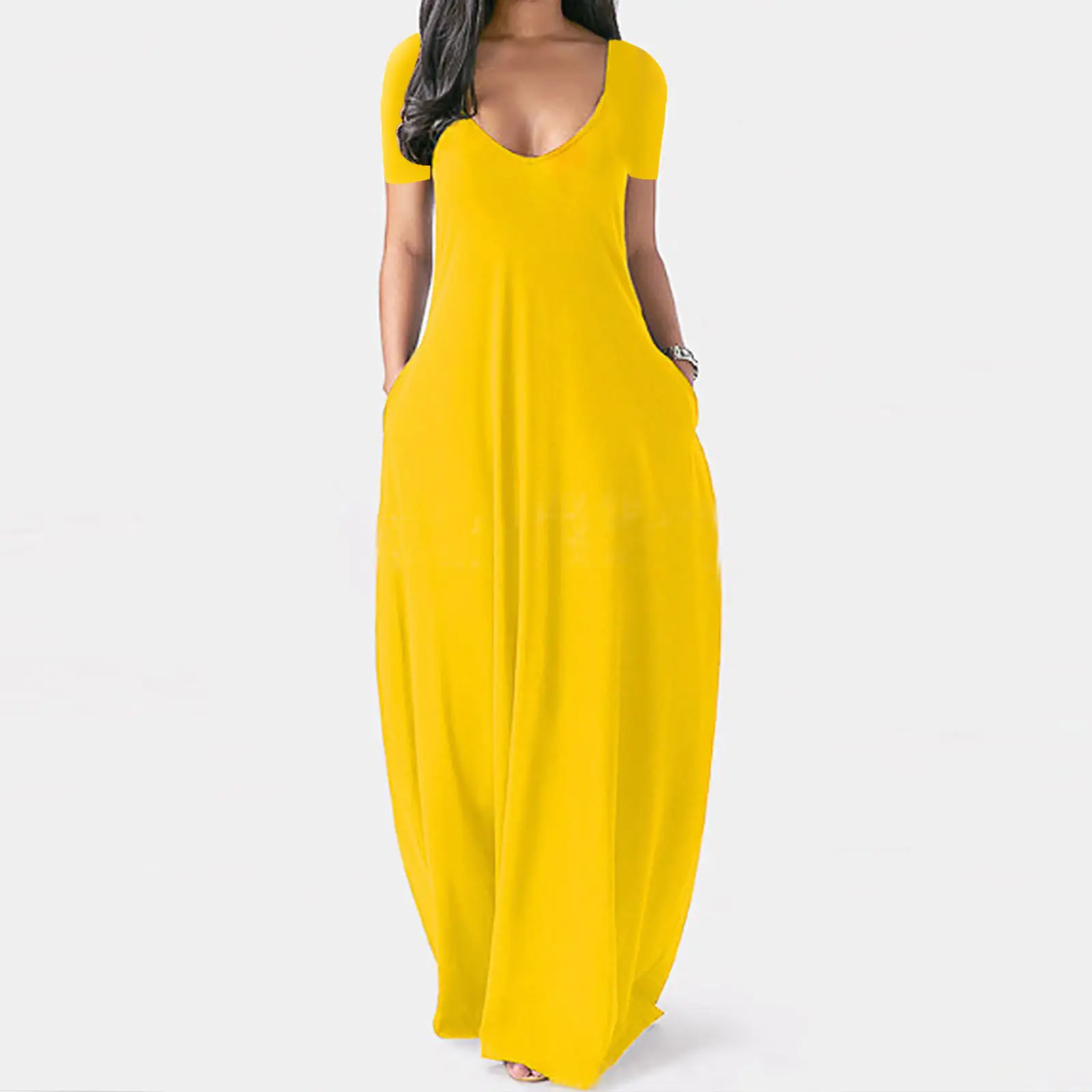 2023 Hot Yellow Long Dress for Women Plus Size - Image 14