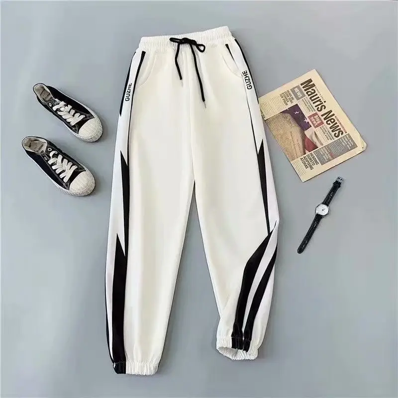 Women's Pink Striped Summer Sports Pants Large - Image 5