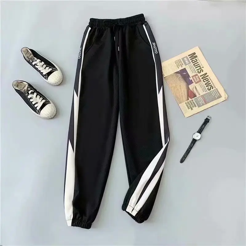 Women's Pink Striped Summer Sports Pants Large - Image 6