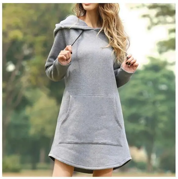 Women Red Hoodie Dress Plus Size Loose Fit - Image 8