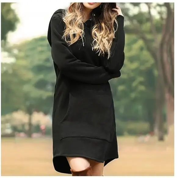 Women Red Hoodie Dress Plus Size Loose Fit - Image 5