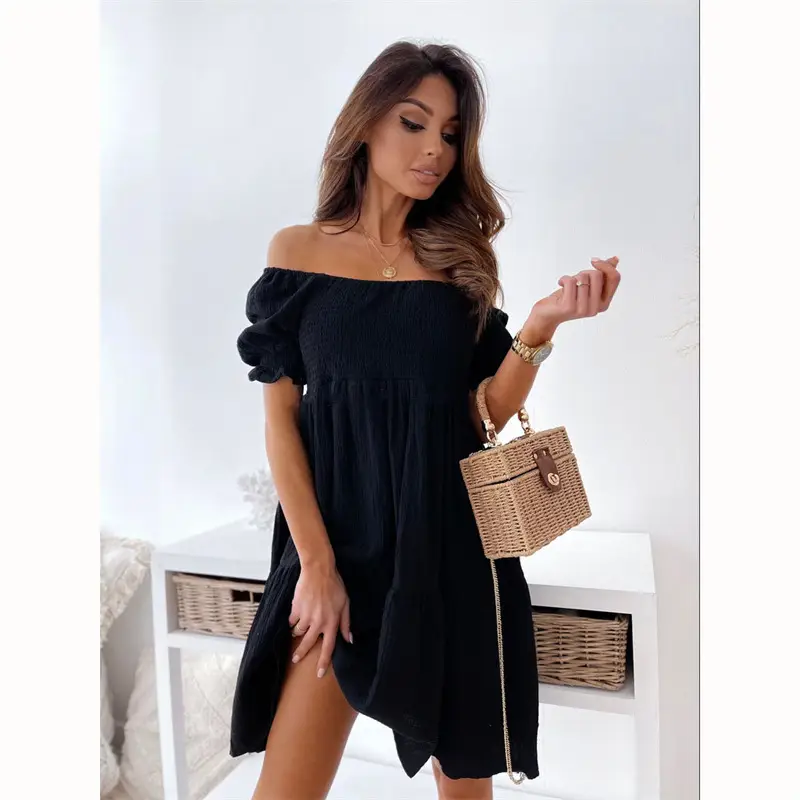 Black Off-Shoulder Long Dress with Side Slits - Image 9