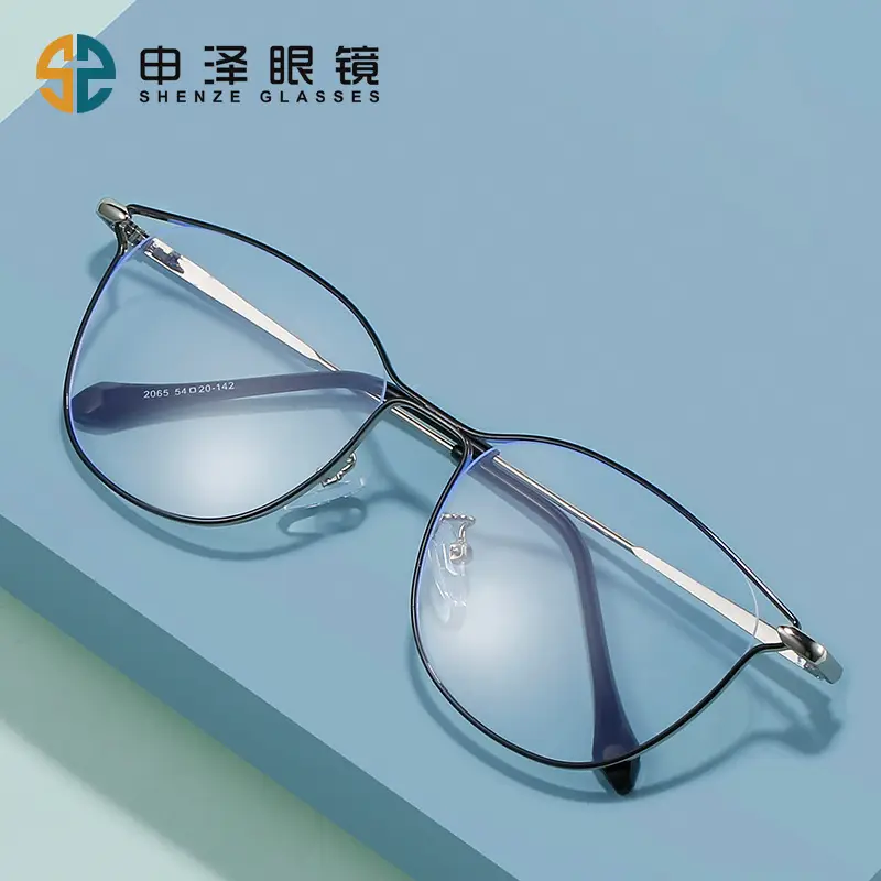 New Antique Retro Cat-Eye Ultra-Light Personalized Plain Artifact Metal Popular Flat Mirror Color-Changing Anti-Blue Light Glasses