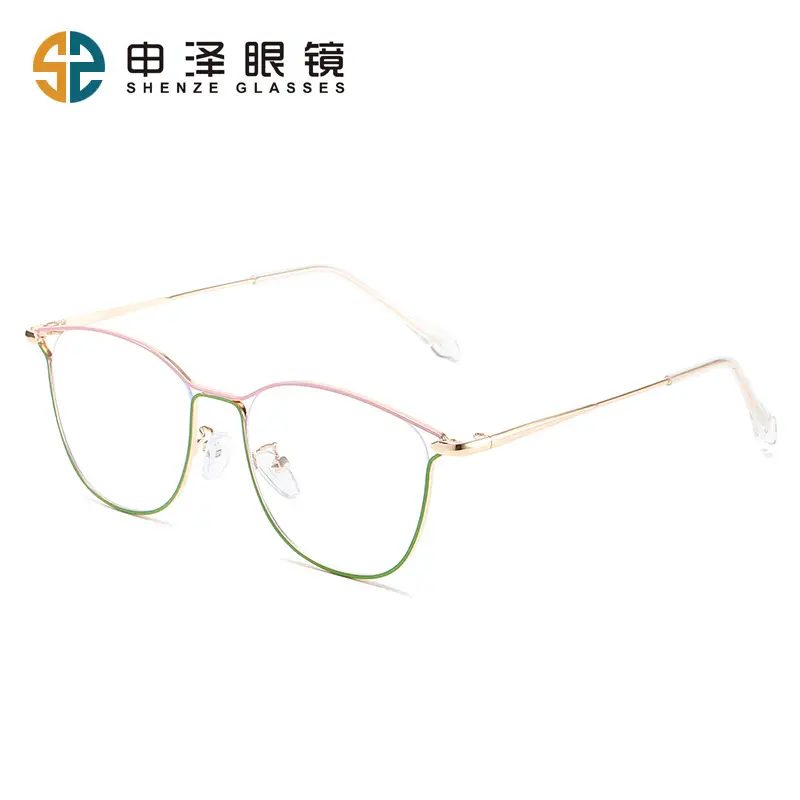 New Antique Retro Cat-Eye Ultra-Light Personalized Plain Artifact Metal Popular Flat Mirror Color-Changing Anti-Blue Light Glasses