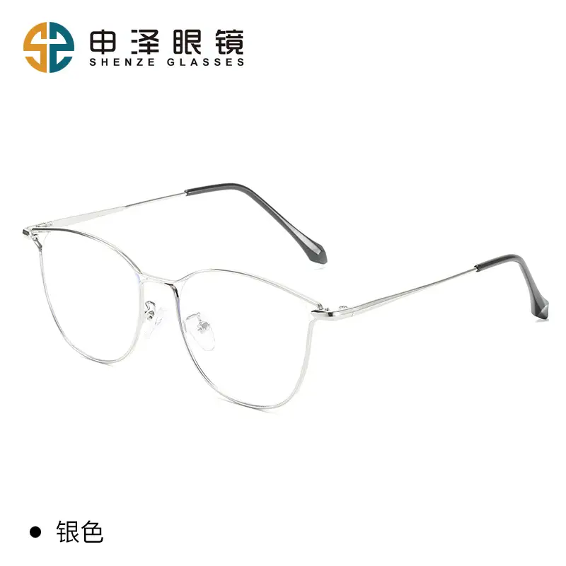 New Antique Retro Cat-Eye Ultra-Light Personalized Plain Artifact Metal Popular Flat Mirror Color-Changing Anti-Blue Light Glasses