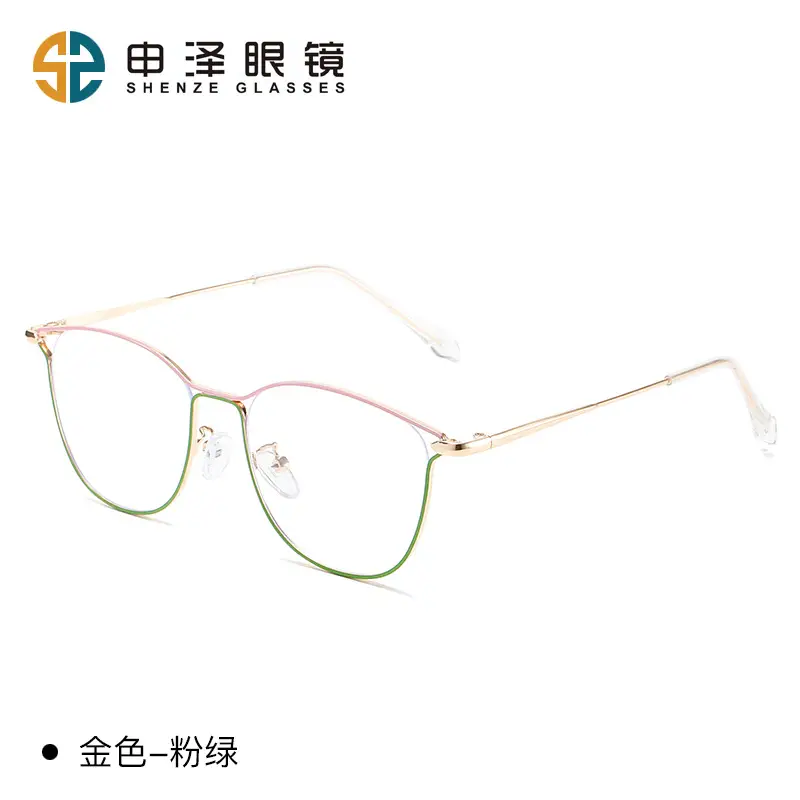 New Antique Retro Cat-Eye Ultra-Light Personalized Plain Artifact Metal Popular Flat Mirror Color-Changing Anti-Blue Light Glasses