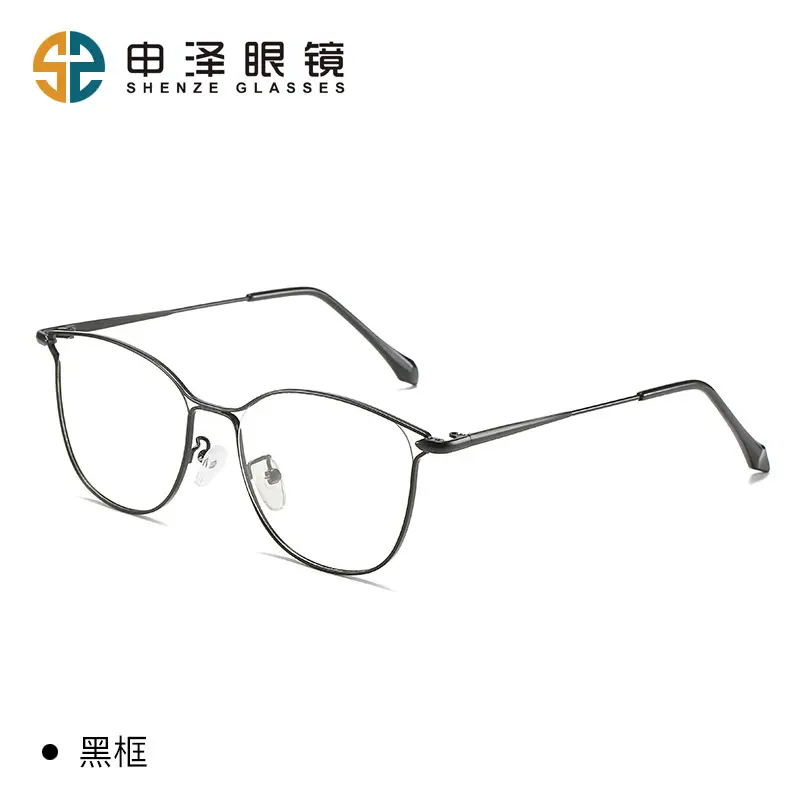 New Antique Retro Cat-Eye Ultra-Light Personalized Plain Artifact Metal Popular Flat Mirror Color-Changing Anti-Blue Light Glasses