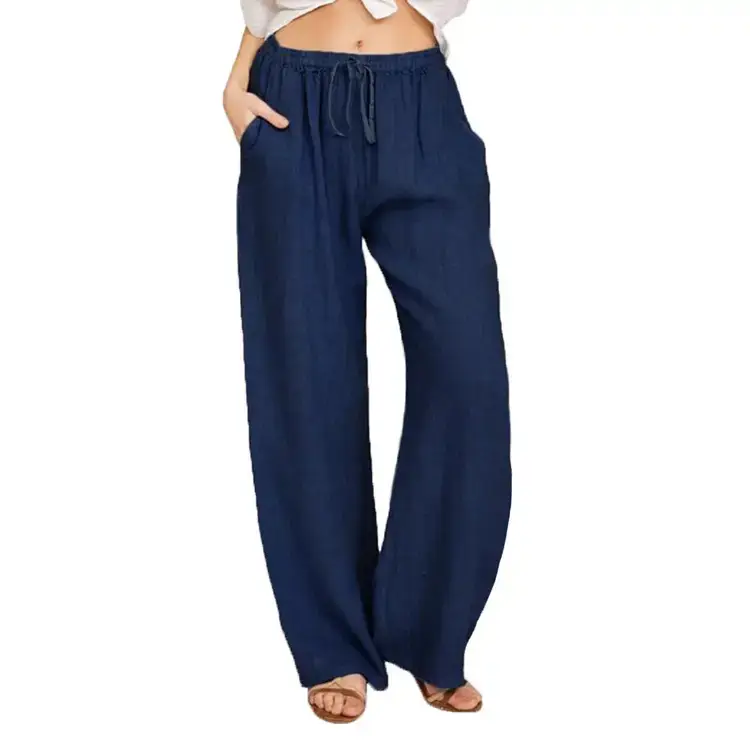 Women's Maroon Loose Cotton Pants Large Casual Wear