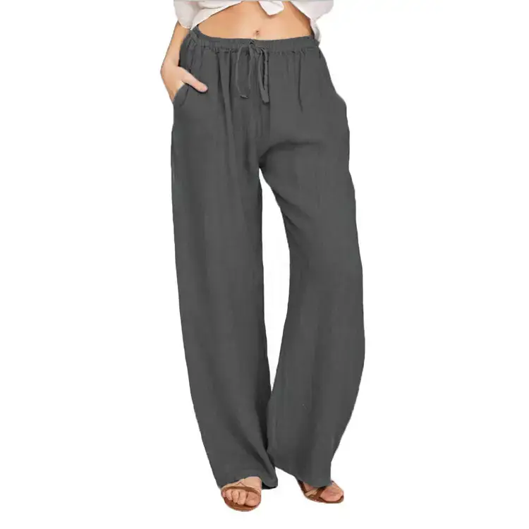 Women's Maroon Loose Cotton Pants Large Casual Wear